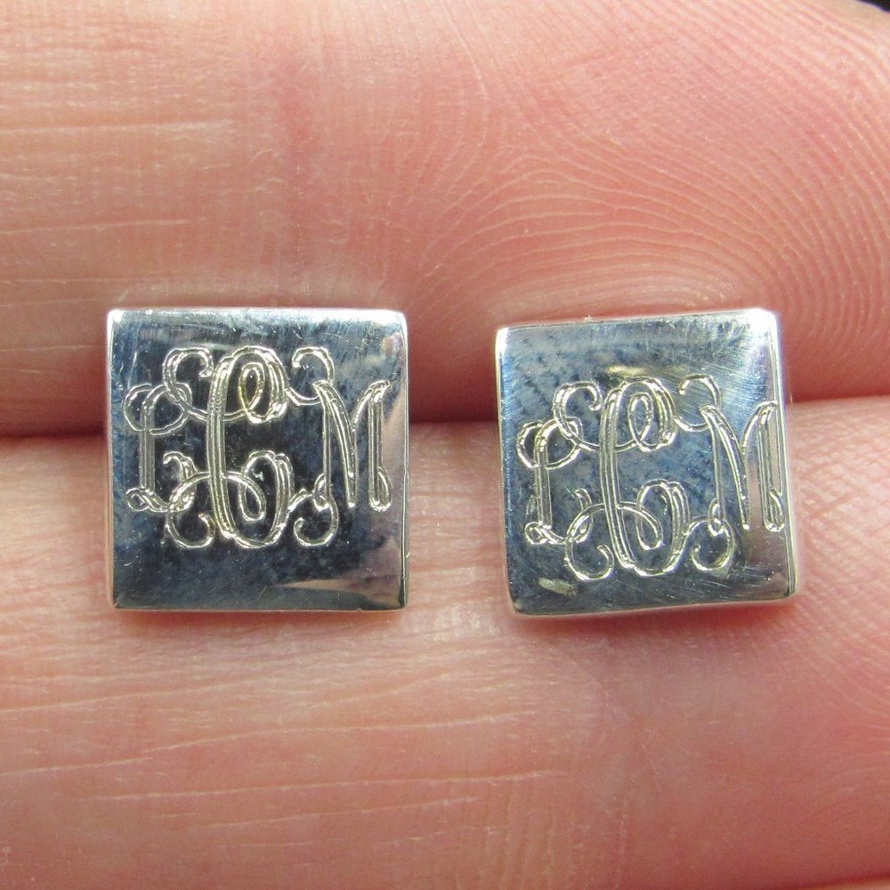 Sterling Silver Small LCM Initial Earrings Vintage